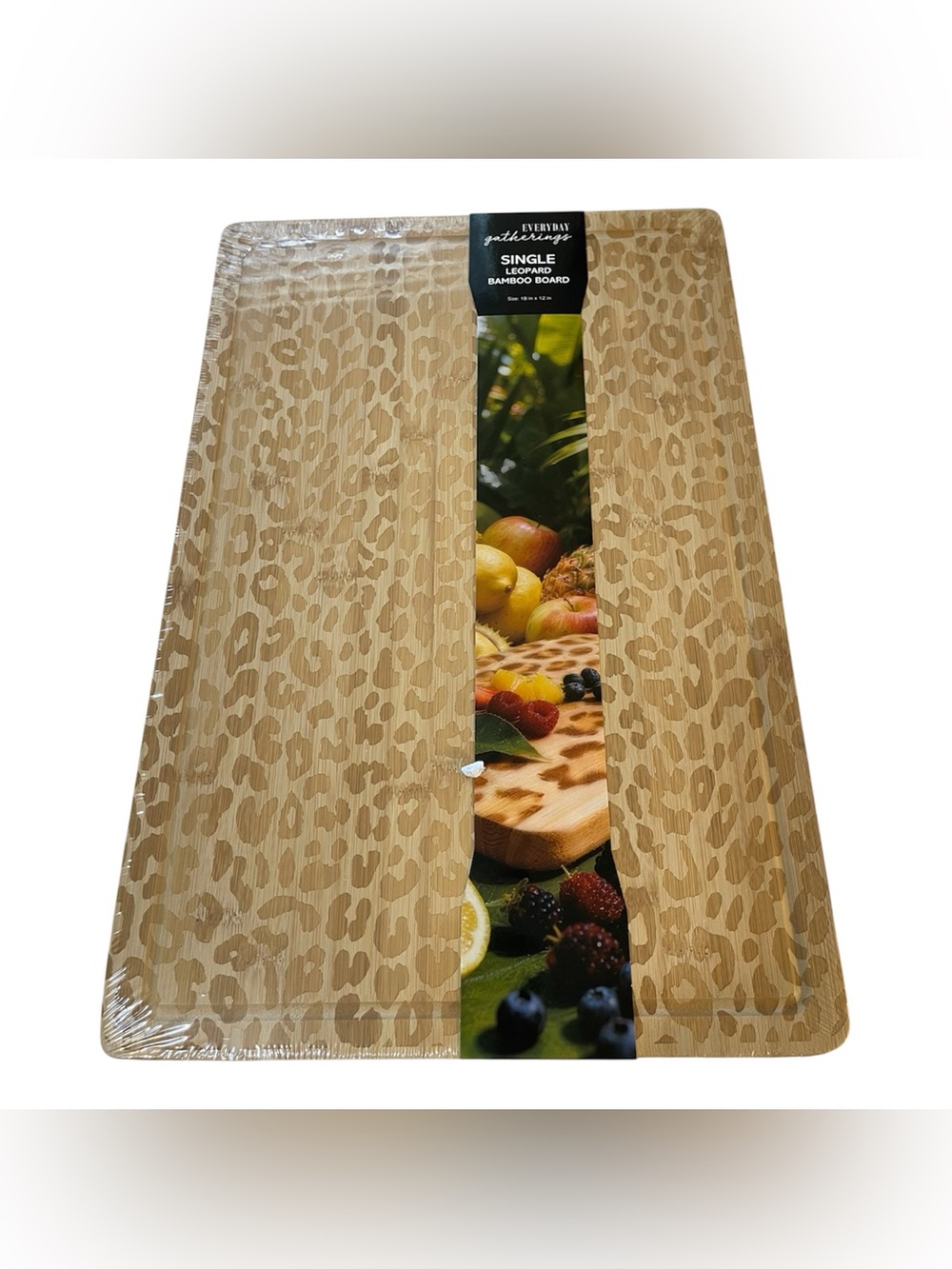 Viral Everyday Single Leopard Bamboo Cutting Board - NWT **